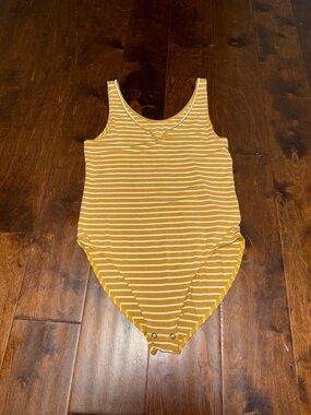 American Eagle Outfitters Yellow and White Striped Bodysuit
